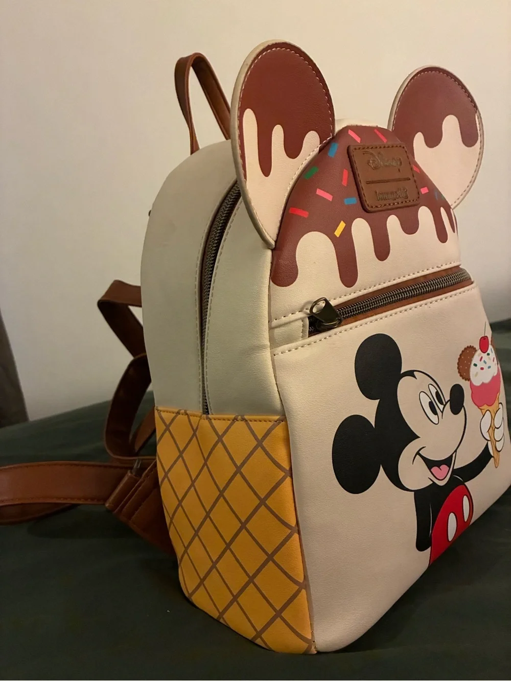 Disney Loungefly Mickey Mouse Ice Cream Mini Backpack - Cream & Brown